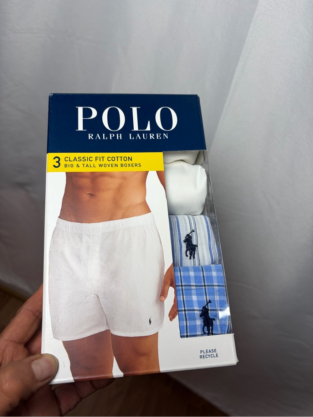 Polo by Ralph Lauren White & Blue 3-Pack Classic Fit Cotton Boxers